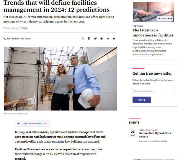 Trends that will define facilities management in 2024 12 predictions